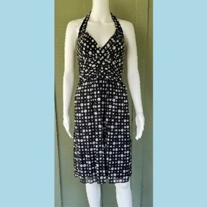 MARIA BIANCA NERO Black Polka Dot Halter Dress P